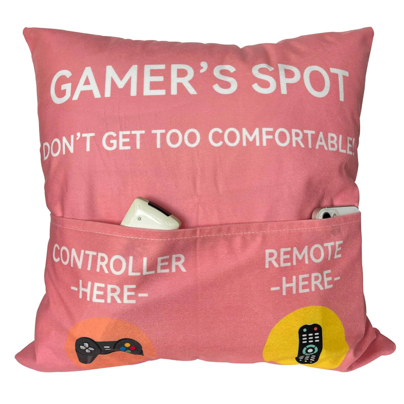 ZUYUROU Gamer Gifts Pocket Design Throw Pillow Covers 18 x 18 Inch Gaming Room Décor Stocking Stuffers Easter Basket Stuffers for Teen Boys Girls Men Father Boyfriends-Pink