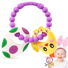 NPET Easter Baby Teething Toy Cute Easter Egg & Hen Colorful Teetning Toy Baby Toy 3-12 Months Infant Teething Toy Baby Easter Birthday for Baby Teething Toy with Easter Egg Easter Toy