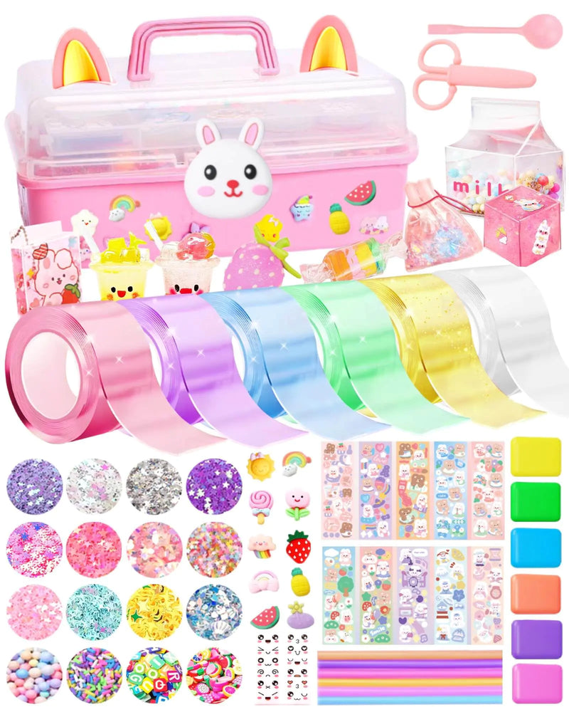 ZiZa Cute Bunny Nano Tape Bubble Kit for Kids Nano Bubble Tape Squishy Maker Kit Nano Tape Bubbles Toys for Girls 4-6Girl Toys Age 6-7 Years Old Kids Toys Girls 6-8 Toys for Ages 8-13 Girls