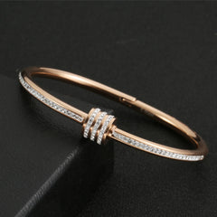 Diamond-Studded Titanium Steel Bracelet