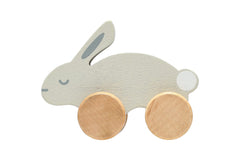 Pearhead Wooden Toy Bunny Push and Pull Montessori Baby and Toddler Toy Baby Girl or Baby Boy Nursery Accessory