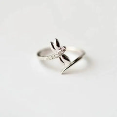 Silver Ring Dragonfly Ring Female Forest Sweet Diamond Ring