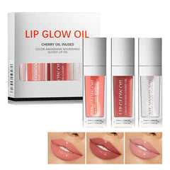 Tiejdhr 3Pcs Plumping Lip Oil Lip Glow Oil Tinted Lip Balm Lip Care Long Lasting Nourishing Transparent Toot Lip Oil Repairing Lip Lines and Prevents Dry Cracked Lip Plumper (Lip Gloss- B Set)