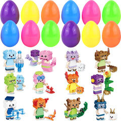 TITIO Filled Easter Eggs for Kids Easter Basket Stuffers for Toddlers Kids Girls 3-12 12 Packs Cute Constellation Building Blocks Party Favors Easter Egg Hunt Supplies