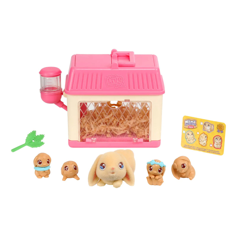 Little Live Pets - Mama Surprise Minis. Feed and Nurture a Lil Bunny Inside Their Hutch so she can be a Mama. She has 2 3 or 4 Babies with Accessories to Dress Up The Babies