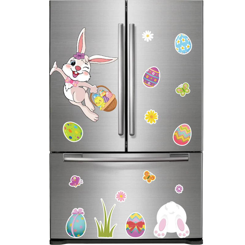 25 Pieces Happy Easter Refrigerator Magnets Fridge Magnet Sticker Easter Egg Bunny Magnet Sticker Spring Easter Refrigerator Magnet Magnetic Sticker for Easter Party Decor Home Kitchen Door Cabinet