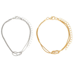 Knotted Gold and Silver Couple Bracelets