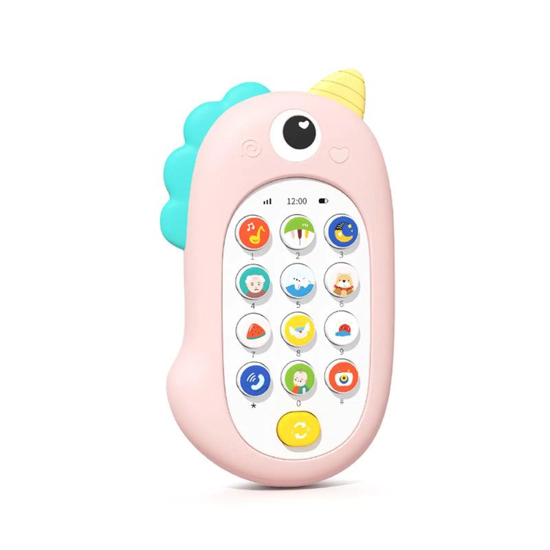 Baby Silicone Learning Phone Teething Toy 18 Months Old Interactive Baby Music and Language Learning Toy with 12 Functions The Hot Gift for Children (Pink)