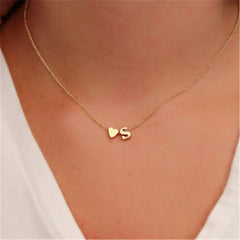 Tiny Heart Initial Necklace