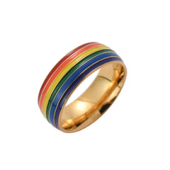 Same Sex Rainbow Ring 18K Gold Plated Cheerleader Ring